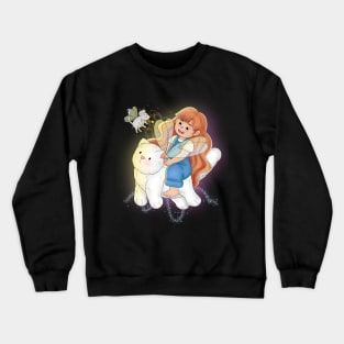 Little Girl Flying With White Cat Crewneck Sweatshirt